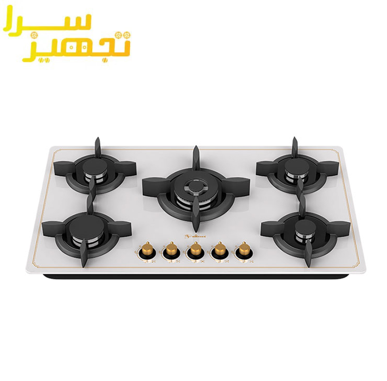 گاز داتیس 5 شعله شیشه ای سفید مدل DG542U